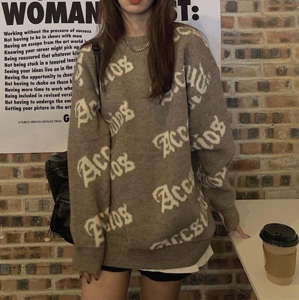 women's sweaters korean version plus size sweater round neck long sleeve letter printed 2021 autumn winter retro pullover, White;black
women's sweaters korean version plus size sweater round neck long sleeve letter printed 2021 autumn winter retro pullover, White;black