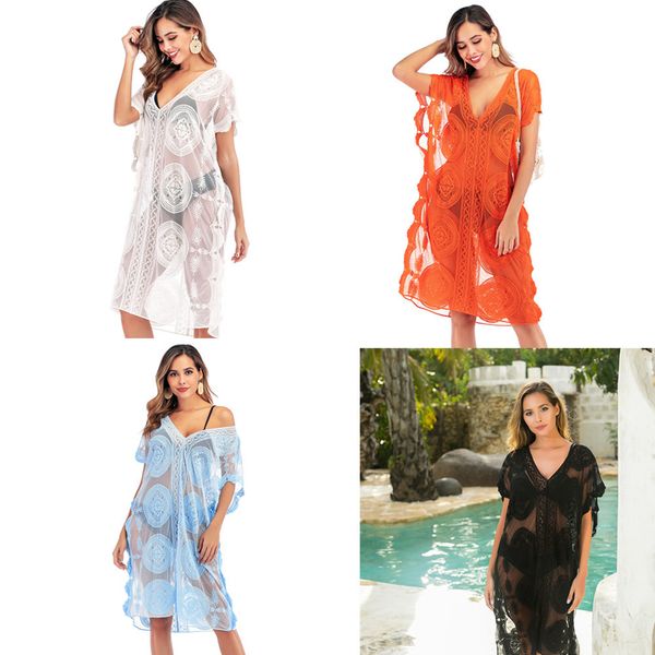 women's swimwear women bikini beach swimsuit cover ups sheer lace floral embroidery sunscreen long blouses shirts bathing suit cov, White;black
women's swimwear women bikini beach swimsuit cover ups sheer lace floral embroidery sunscreen long blouses shirts bathing suit cov, White;black