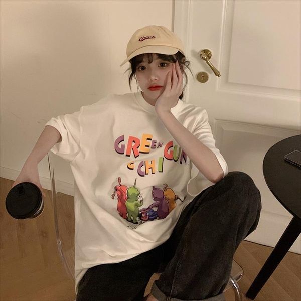 and women funny summer men printed harajuku korean clothes oversized camiseta mujer tee femme, White;black
and women funny summer men printed harajuku korean clothes oversized camiseta mujer tee femme, White;black