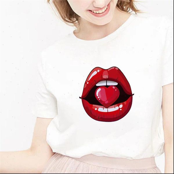 harajuku womens t shirt summer red lips kiss print funny o collar femme fashion, White
harajuku womens t shirt summer red lips kiss print funny o collar femme fashion, White