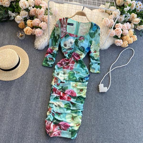 summer runway flower printed women dresses pleated bodycon elegant puff sleeve high elastic waist draped mesh, Black;gray
summer runway flower printed women dresses pleated bodycon elegant puff sleeve high elastic waist draped mesh, Black;gray
