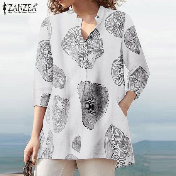 women's blouses & shirts zanzea elegant v neck 3/4 sleeve shirt women vintage printed blouse summer tunic casual loose cotton chemise, White
women's blouses & shirts zanzea elegant v neck 3/4 sleeve shirt women vintage printed blouse summer tunic casual loose cotton chemise, White