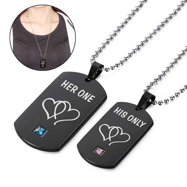 pendant necklaces black couple his only her one stainless steel zircon for men and women romantic jewelry gift, Silver
pendant necklaces black couple his only her one stainless steel zircon for men and women romantic jewelry gift, Silver