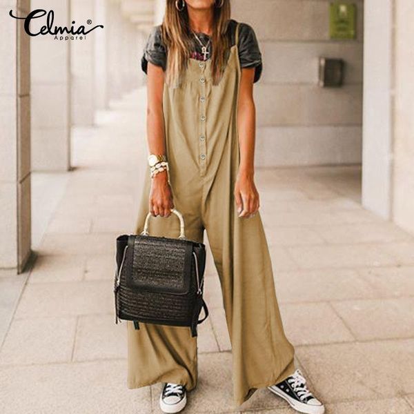 women's jumpsuits & rompers sleeveless straps wide leg pants celmia vintage summer 2021 fashion casual loose buttons oversized 5xl, Black;white
women's jumpsuits & rompers sleeveless straps wide leg pants celmia vintage summer 2021 fashion casual loose buttons oversized 5xl, Black;white