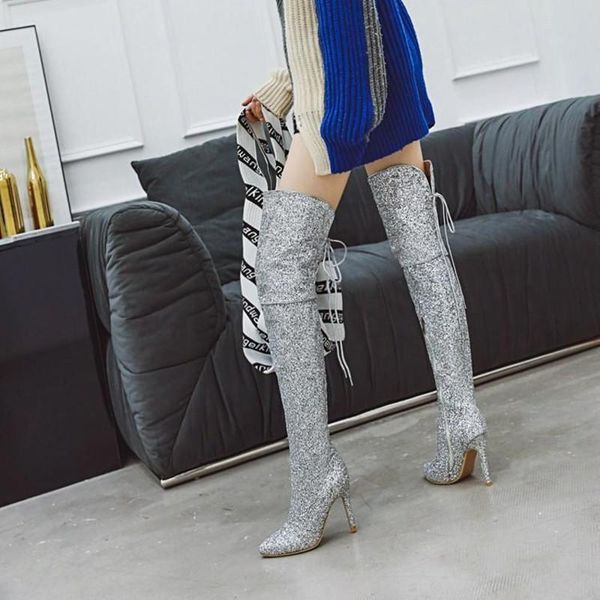 boots over the knee women super high heels bottine femme fashion bling botas de mujer royal ladies shoes cross-tied zapatos, Black
boots over the knee women super high heels bottine femme fashion bling botas de mujer royal ladies shoes cross-tied zapatos, Black