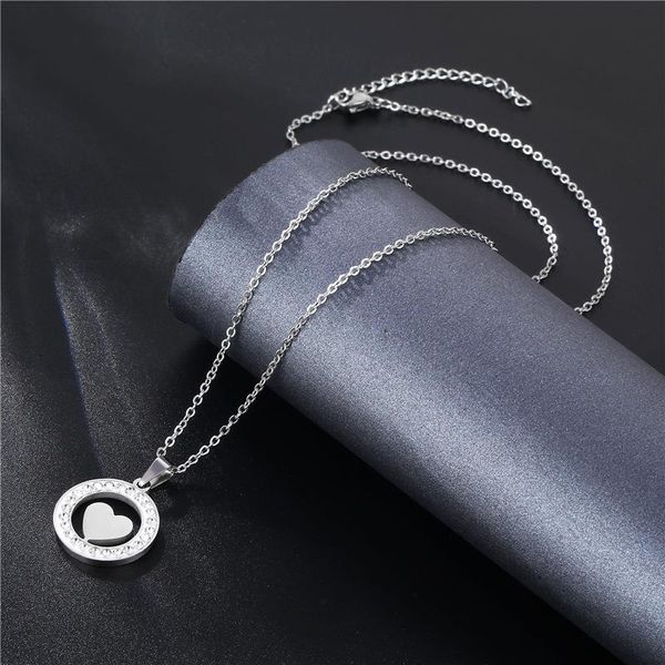 pendant necklaces dainty classic femme women stainless steel heart necklace delicate crystal round clavicle chain christmas gift, Silver
pendant necklaces dainty classic femme women stainless steel heart necklace delicate crystal round clavicle chain christmas gift, Silver