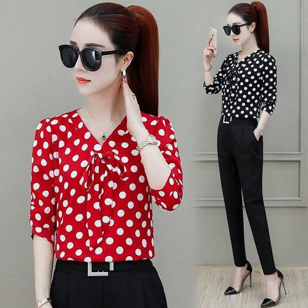 women's blouses & shirts fashion korean v-neck polka dot print base shirt long sleeve / short chiffon casual pullover vintage, White
women's blouses & shirts fashion korean v-neck polka dot print base shirt long sleeve / short chiffon casual pullover vintage, White
