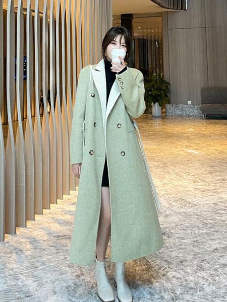 women's wool & blends double sided cashmere coat middle and long style 2021 autumn winter high-end woolen temperament is thin,, Black
women's wool & blends double sided cashmere coat middle and long style 2021 autumn winter high-end woolen temperament is thin,, Black