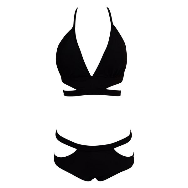 2021 new black bikini large high waist split two piece women swimsuit, White;black
2021 new black bikini large high waist split two piece women swimsuit, White;black