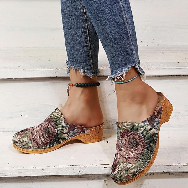 sandals vintage women's summer slip-on square heels round toe breathable slippers shoes female hoof, Black
sandals vintage women's summer slip-on square heels round toe breathable slippers shoes female hoof, Black