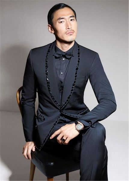 men's suits & blazers 2021 latest coat pant designs black rhinestone men suit slim fit skinny 2 piece tuxedo custom prom groom blazer m, White;black 
men's suits & blazers 2021 latest coat pant designs black rhinestone men suit slim fit skinny 2 piece tuxedo custom prom groom blazer m, White;black