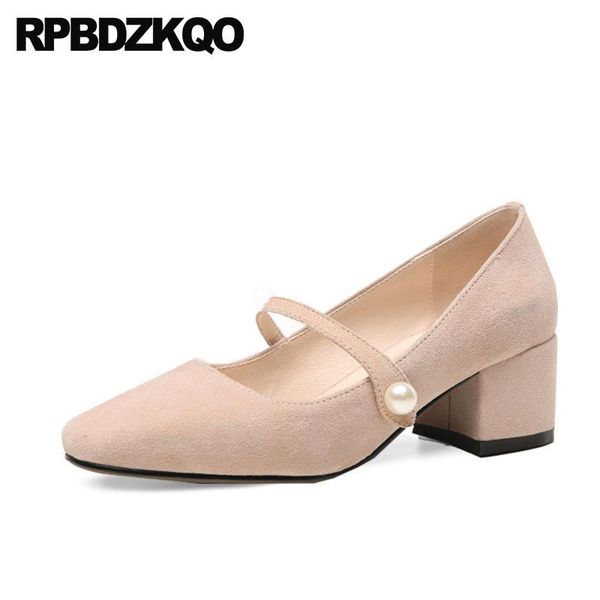 dress shoes medium heels mary janes women cute pearl genuine leather vintage suede chunky nude square toe strap retro, Black
dress shoes medium heels mary janes women cute pearl genuine leather vintage suede chunky nude square toe strap retro, Black
