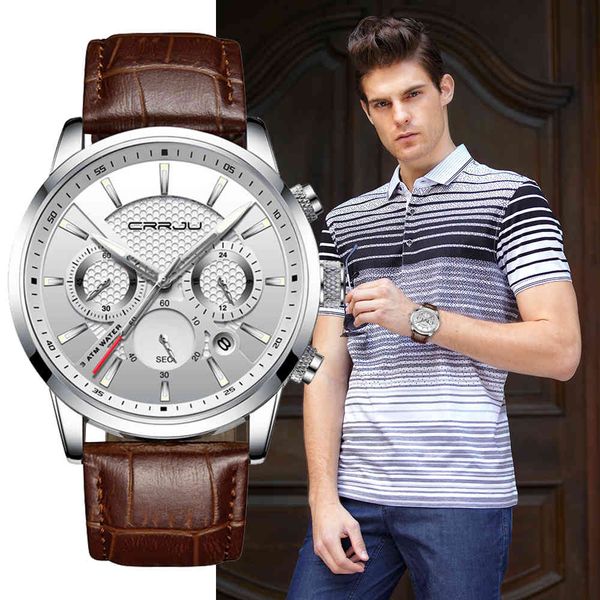 quartz watch crrju luxury men outdoor mens watches sport watches chronograph wristwatch clock leather wrist watch 210517, Slivery;brown
quartz watch crrju luxury men outdoor mens watches sport watches chronograph wristwatch clock leather wrist watch 210517, Slivery;brown