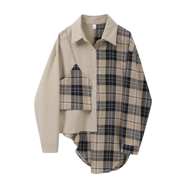 women's blouses & shirts patchwork elegant women shirt 2021 spring turn down long sleeve fashion casual loose designer streetwear plaid, White
women's blouses & shirts patchwork elegant women shirt 2021 spring turn down long sleeve fashion casual loose designer streetwear plaid, White