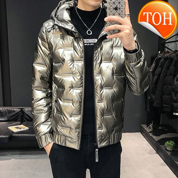 men's glossy lightweight down jacket short winter new trend of thick warm hooded tide brand, Black
men's glossy lightweight down jacket short winter new trend of thick warm hooded tide brand, Black