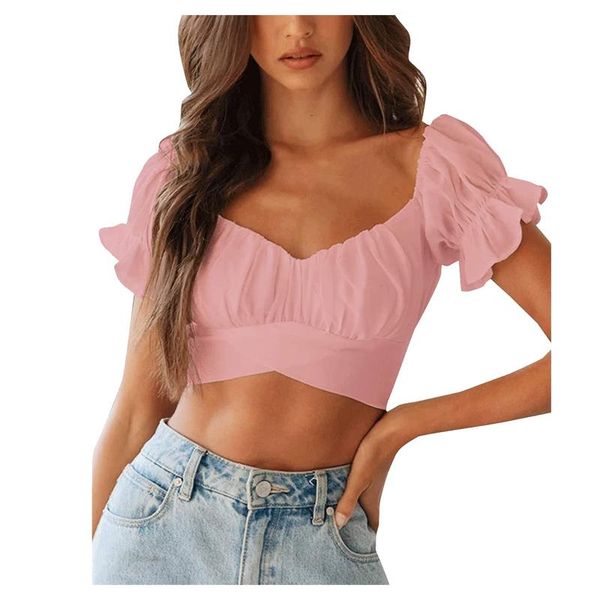women's t-shirt 2021 summer solid v neck t shirts women ruffle short sleeve crop ladies casual tees female pink #t1g, White
women's t-shirt 2021 summer solid v neck t shirts women ruffle short sleeve crop ladies casual tees female pink #t1g, White