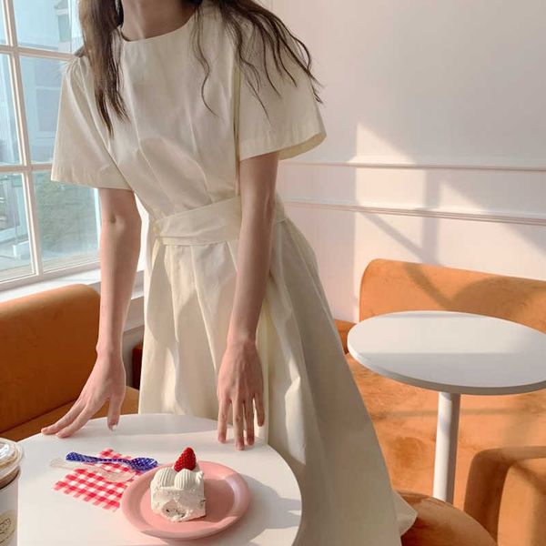 chic korean elegant simple o neck short sleeve puff sleeve dress women bandage waist slim temperament minimalism all-match 210610, Black;gray
chic korean elegant simple o neck short sleeve puff sleeve dress women bandage waist slim temperament minimalism all-match 210610, Black;gray