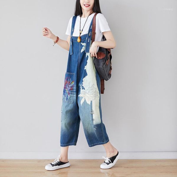 women's jumpsuits & rompers johnature loose leisure retro patchwork print pockets adjustable denim 2021 summer women plus size wide leg, Black;white
women's jumpsuits & rompers johnature loose leisure retro patchwork print pockets adjustable denim 2021 summer women plus size wide leg, Black;white
