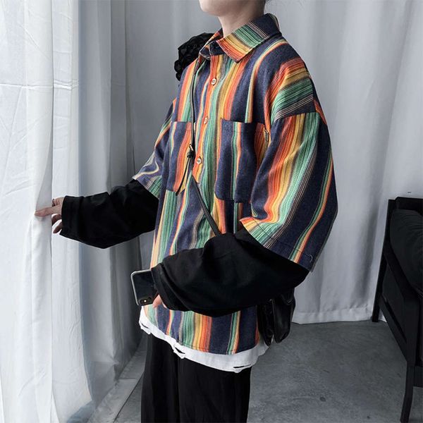 men's casual shirts shirt ruffian men's fashion korean version handsome fake two-piece long sleeve loose and versatile coat pehd z, White;black
men's casual shirts shirt ruffian men's fashion korean version handsome fake two-piece long sleeve loose and versatile coat pehd z, White;black