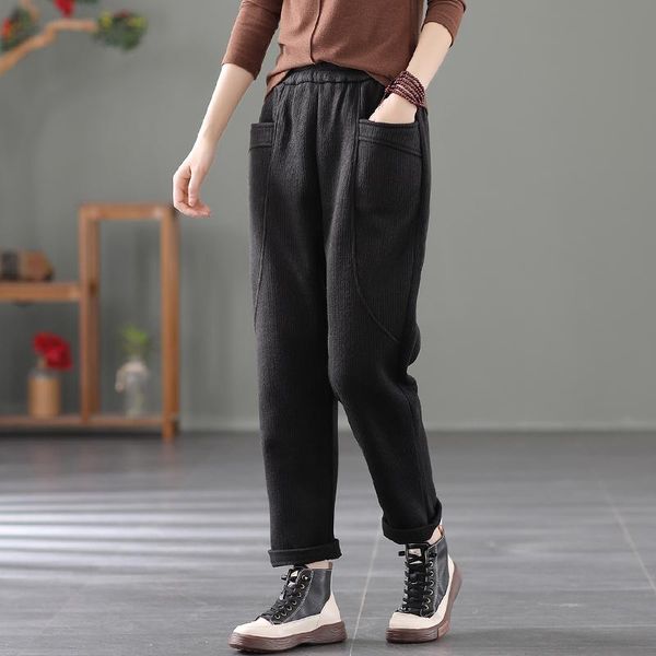 women's pants & capris winter fleece women retro knitted cotton wool harem thick turnip pockets casual fashion loose ladies trousers wa, Black;white
women's pants & capris winter fleece women retro knitted cotton wool harem thick turnip pockets casual fashion loose ladies trousers wa, Black;white