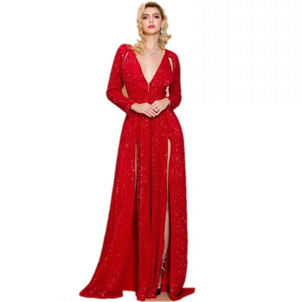 casual dresses 2021 spring summer fashionable v-neck long sleeves dress solid color bright silkfall banquet party elegance, Black;gray
casual dresses 2021 spring summer fashionable v-neck long sleeves dress solid color bright silkfall banquet party elegance, Black;gray