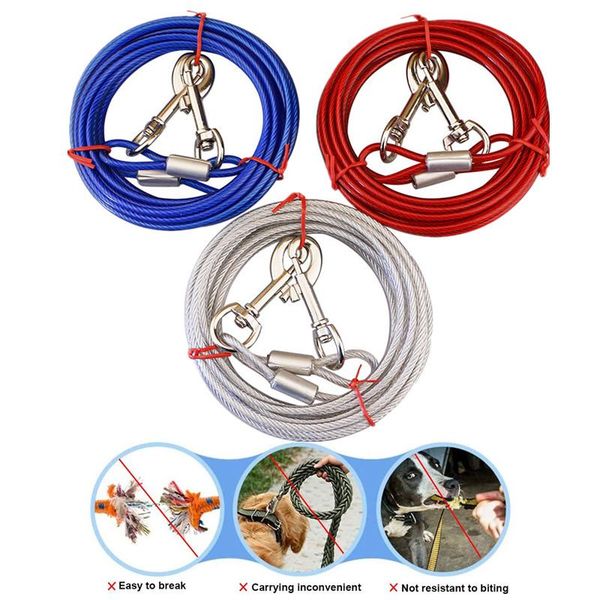 dog collars & leashes 3m/5m/10m pet tie out cable leash for dogs steel wire double clip bite-resistant products
dog collars & leashes 3m/5m/10m pet tie out cable leash for dogs steel wire double clip bite-resistant products