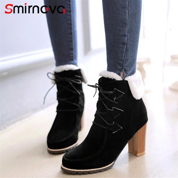 boots smirnova 2021 arrival women's winter fashion lace up thick heels ankle large size 35-42 flock ladies1, Black
boots smirnova 2021 arrival women's winter fashion lace up thick heels ankle large size 35-42 flock ladies1, Black