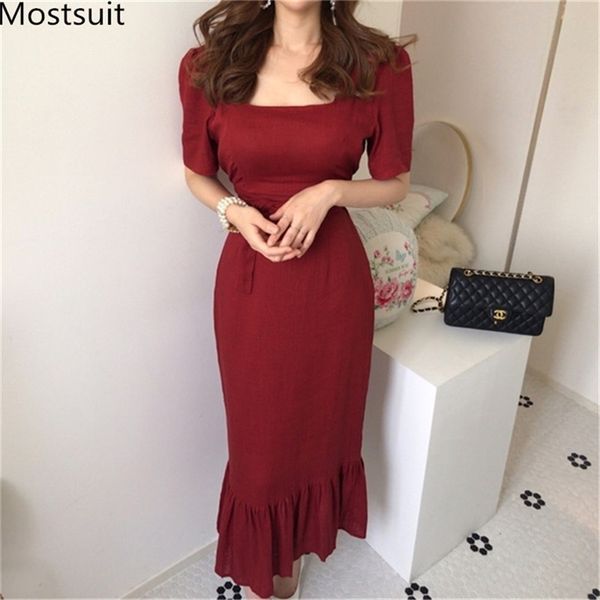 summer solid korean vintage sashes long mermaid dress women short sleeve squre collar fashion elegant party dresses vestido 210513, Black;gray
summer solid korean vintage sashes long mermaid dress women short sleeve squre collar fashion elegant party dresses vestido 210513, Black;gray