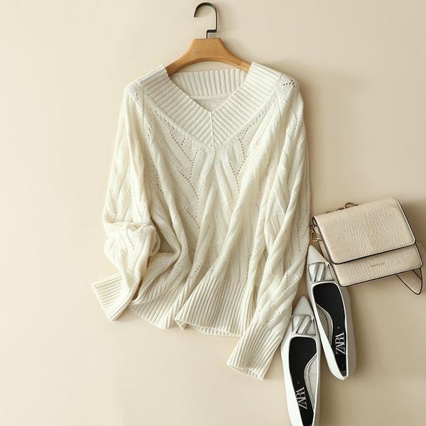 women's sweaters masigoch winter europe fashion jacquard 100% cashmere v neck knitwear loose thick jumper, White;black
women's sweaters masigoch winter europe fashion jacquard 100% cashmere v neck knitwear loose thick jumper, White;black