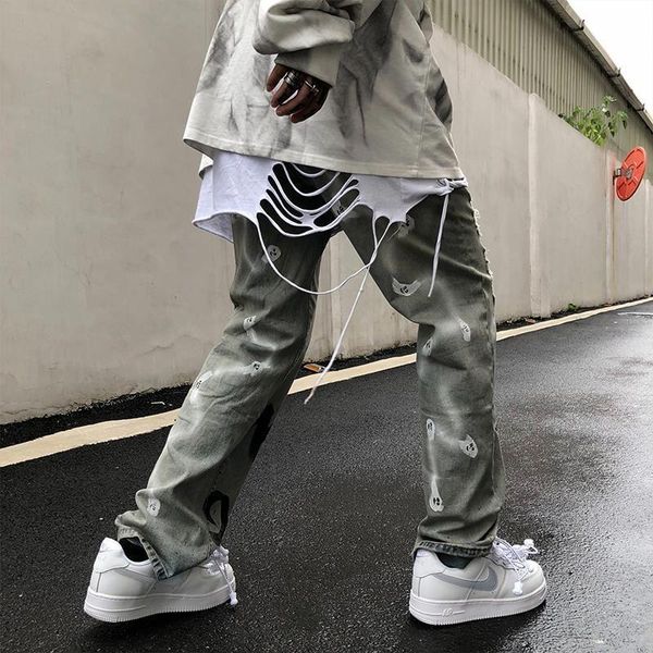 men's jeans high street style men graffiti printed trousers autumn 2021 harajuku korean fashion casual loose vintage trend, Blue
men's jeans high street style men graffiti printed trousers autumn 2021 harajuku korean fashion casual loose vintage trend, Blue