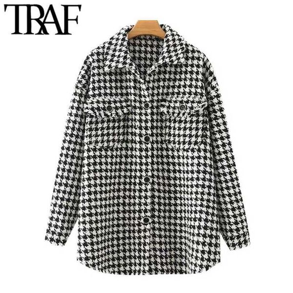 traf women fashion oversized houndstooth frayed tweed jacket coat vintage long sleeve pockets female outerwear chic 220114, Black;brown
traf women fashion oversized houndstooth frayed tweed jacket coat vintage long sleeve pockets female outerwear chic 220114, Black;brown