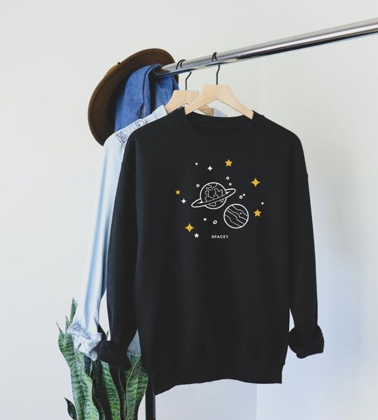 women's hoodies & sweatshirts spacey planet sweatshirt space lover crewneck stars and cotton graphic funny fashion pullovers party 90, Black
women's hoodies & sweatshirts spacey planet sweatshirt space lover crewneck stars and cotton graphic funny fashion pullovers party 90, Black