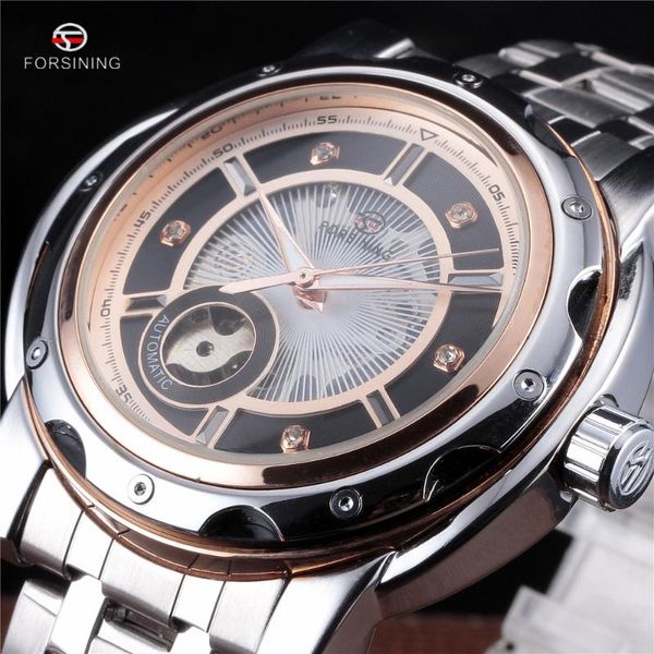 forsining diamond style dial skeleton design automatic mechanical watch stainless steel military sport men wristwatches, Slivery;brown
forsining diamond style dial skeleton design automatic mechanical watch stainless steel military sport men wristwatches, Slivery;brown