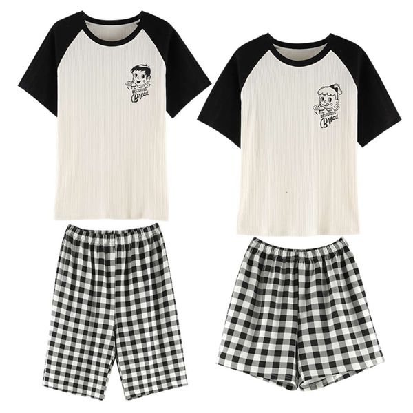 man cato pajamas set and women fitting home clothing texture dust summer shorts nightwear pair, Black;brown
man cato pajamas set and women fitting home clothing texture dust summer shorts nightwear pair, Black;brown