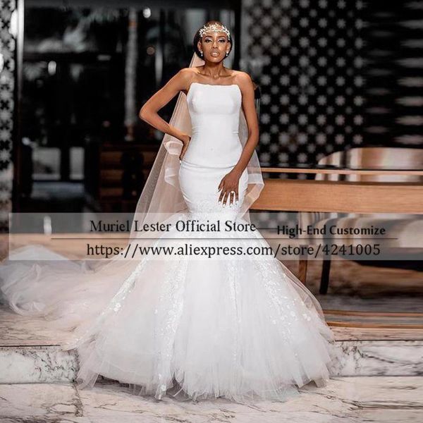 other wedding dresses romantic strapless puffy tulle mermaid dress plus size lace-up back design robe de marriage appliques beaded bridal go, White
other wedding dresses romantic strapless puffy tulle mermaid dress plus size lace-up back design robe de marriage appliques beaded bridal go, White
