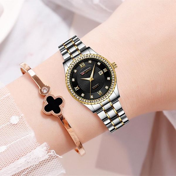 wristwatches 2021 ladies wrist watches dress gold watch women crystal diamond stainless steel silver clock montre femme, Slivery;brown
wristwatches 2021 ladies wrist watches dress gold watch women crystal diamond stainless steel silver clock montre femme, Slivery;brown