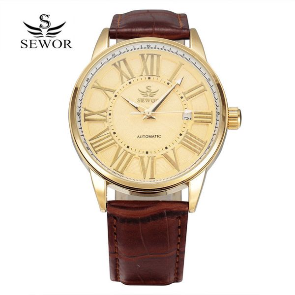 new sewor / swarch men's watch fashion roman digital design hollow out mechanical calendar, Slivery;brown
new sewor / swarch men's watch fashion roman digital design hollow out mechanical calendar, Slivery;brown