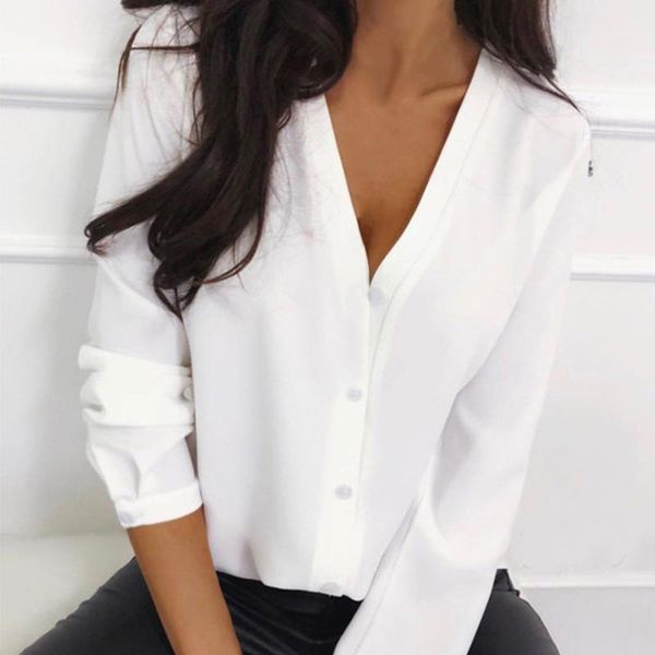 women casual v neck blouse and solid long sleeve work shirts fashion elegant loose blusas autumn spring women's blouses &, White
women casual v neck blouse and solid long sleeve work shirts fashion elegant loose blusas autumn spring women's blouses &, White