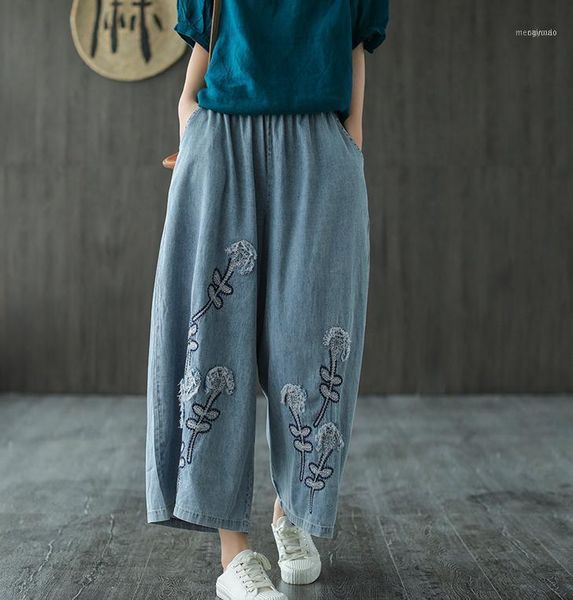 women's jeans summer denim embroidery wide-leg pants retro loose literary elastic waist female 39921, Blue
women's jeans summer denim embroidery wide-leg pants retro loose literary elastic waist female 39921, Blue