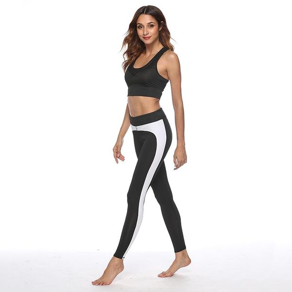 women's leggings high waist women legging fashion slim fitness breathable contrast stripe stitching feminina, Black
women's leggings high waist women legging fashion slim fitness breathable contrast stripe stitching feminina, Black