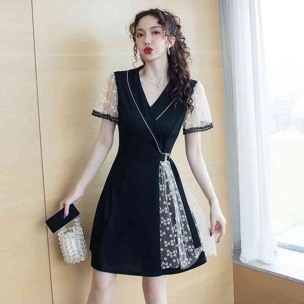 summer women dress short sleeve v-neck vintage fashion elegant casual ladies party korean mesh mini clothes 210515, Black;gray
summer women dress short sleeve v-neck vintage fashion elegant casual ladies party korean mesh mini clothes 210515, Black;gray