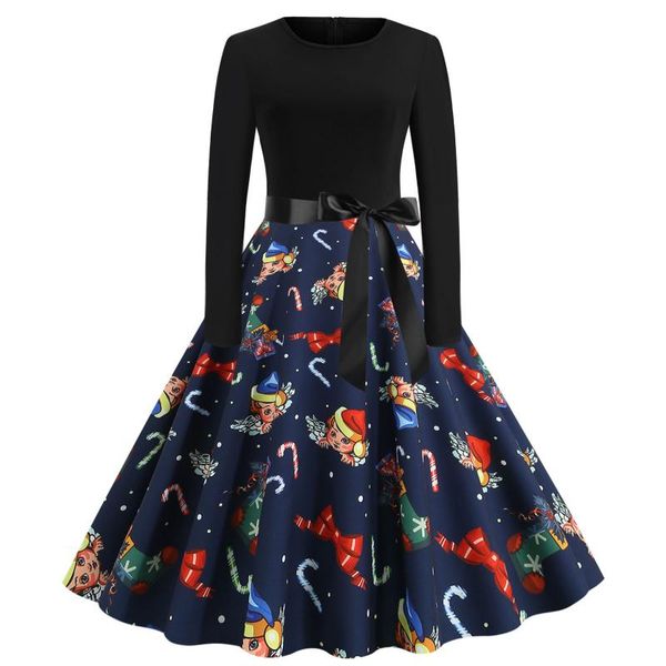 casual dresses womens christmas print dress plus size autumn long sleeve knee-length vintage a-line pleated princess vestidos 40#, Black;gray
casual dresses womens christmas print dress plus size autumn long sleeve knee-length vintage a-line pleated princess vestidos 40#, Black;gray