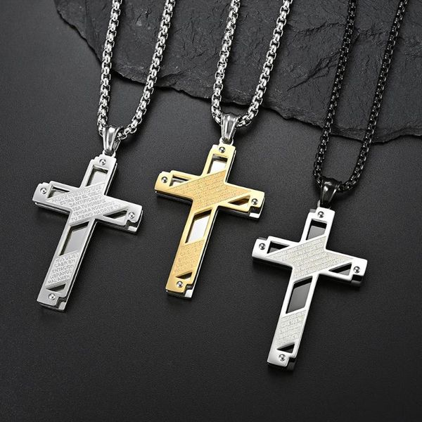 pendant necklaces hollow double layer stainless steel cross necklace men's fashion casual amulet jewelry gift, Silver
pendant necklaces hollow double layer stainless steel cross necklace men's fashion casual amulet jewelry gift, Silver