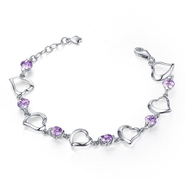 link, chain nice unique design fashion classic style bracelet with purple crystal pendant love for each girl, Black
link, chain nice unique design fashion classic style bracelet with purple crystal pendant love for each girl, Black