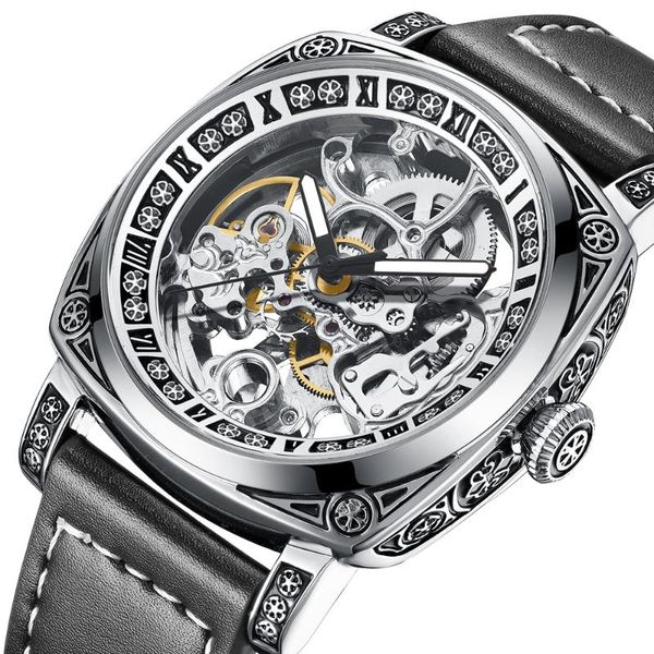 wristwatches 2021 luxury automatic skeleton mechanical business men watch luminous hands leather band self-wind relogio masculino, Slivery;brown
wristwatches 2021 luxury automatic skeleton mechanical business men watch luminous hands leather band self-wind relogio masculino, Slivery;brown