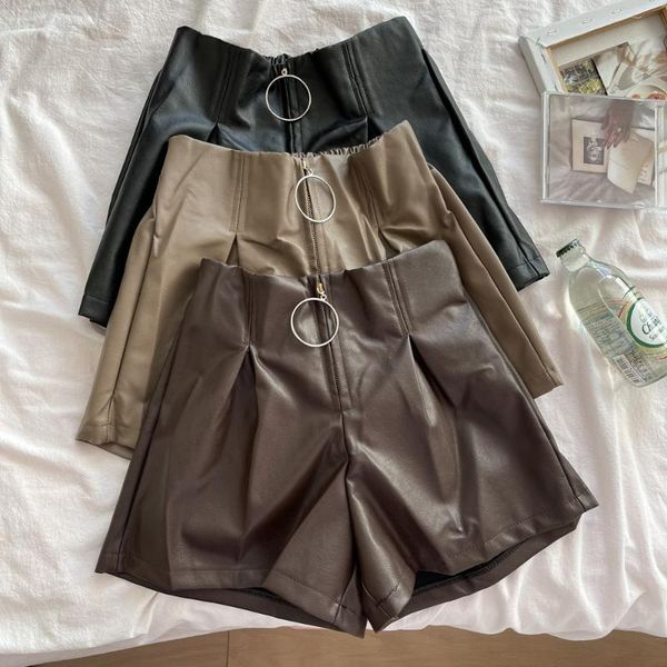 women's shorts chic women pu leather fashion autumn elastic high waist female feminino solid casual mujer 2021 black, White;black
women's shorts chic women pu leather fashion autumn elastic high waist female feminino solid casual mujer 2021 black, White;black