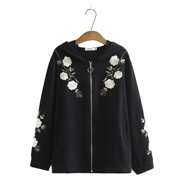 women's jackets plus size xl-4xl women black blue hooded autumn large floral embroidered casual outerwear, Black;brown
women's jackets plus size xl-4xl women black blue hooded autumn large floral embroidered casual outerwear, Black;brown