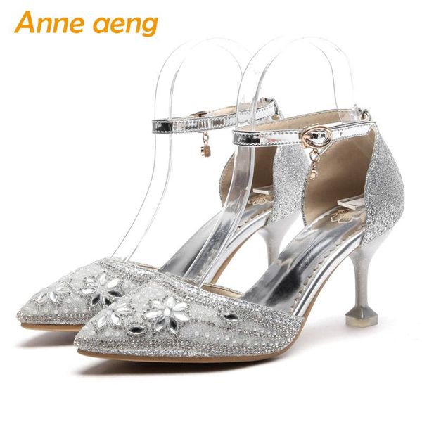summer women sandals high thin heel buckle crystal bridal wedding shoes silver female big size 33-48, Black
summer women sandals high thin heel buckle crystal bridal wedding shoes silver female big size 33-48, Black