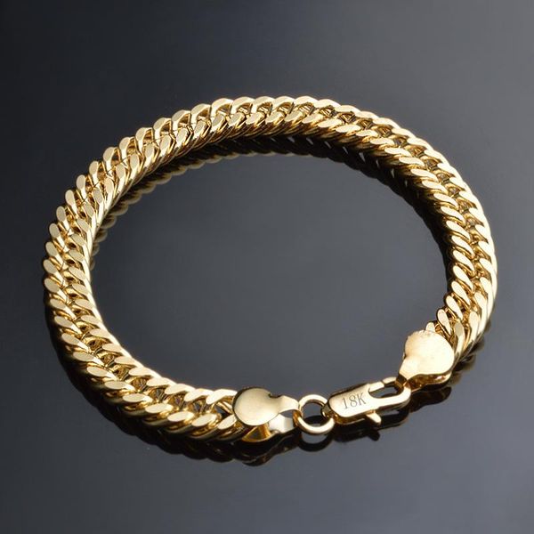link, chain yellow gold color bracelets for men women 8mm link bracelet & bangles wristband pulseira homme fashion jewelry gift, Black
link, chain yellow gold color bracelets for men women 8mm link bracelet & bangles wristband pulseira homme fashion jewelry gift, Black