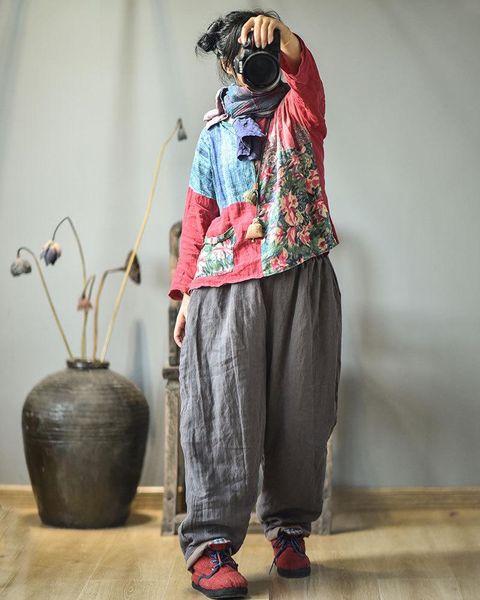 women loose linen elastic waist padded pants ladies vintage spliced flax trousers female 2021 women's & capris, Black;white
women loose linen elastic waist padded pants ladies vintage spliced flax trousers female 2021 women's & capris, Black;white